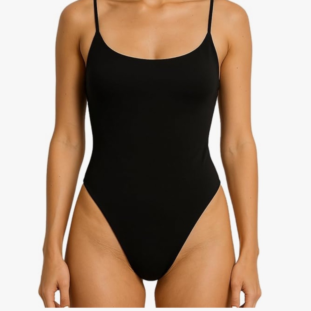 Black Spaghetti Strap Brazilian Style Swimsuit